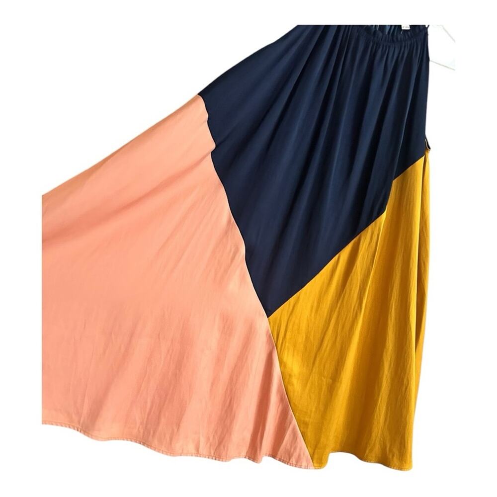 LOFT Colorblock Halter Swing Dress SP gold and navy NEW - Picture 5 of 10